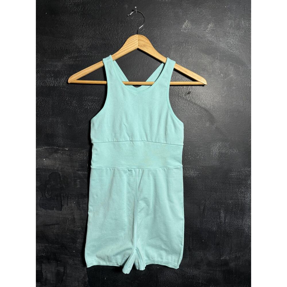 Free People Unitard Womens M/L Blue Sleeveless One Piece Biker Short Activewear